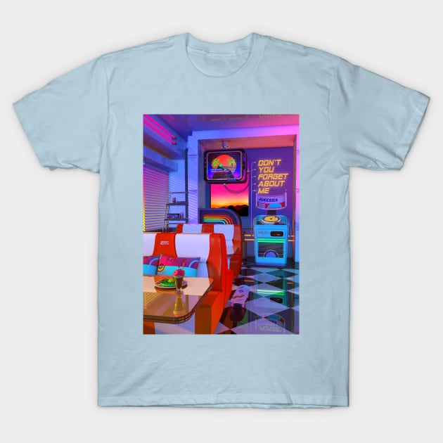 Retrowave Dine & Dream T-Shirt by dennybusyet